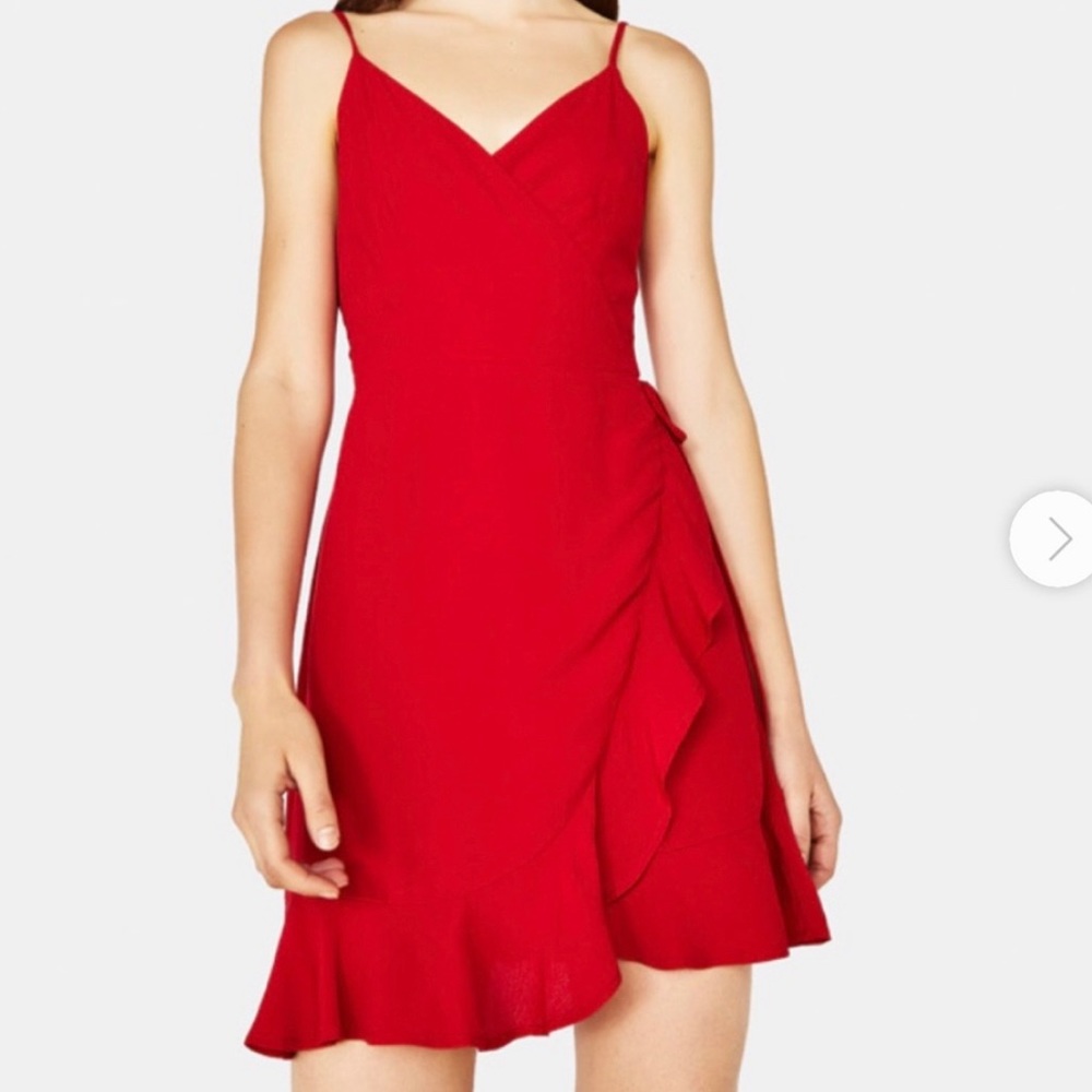 NWOT Bershka red wrap dress with frills
